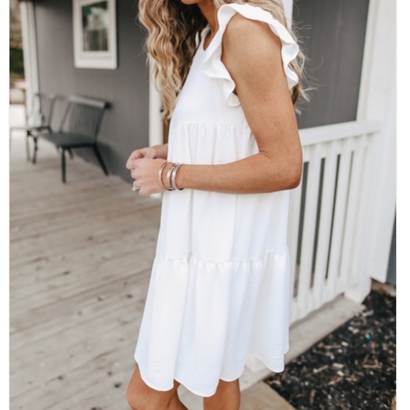 3 for $25 Everly Ivory Tiered Babydoll Dress - Picture 3 of 5